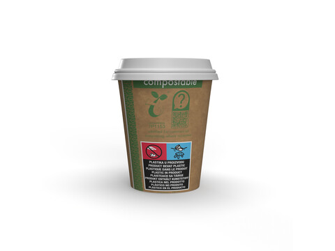 Bio Kaffeebecher Kraft PLA 250ml/10oz,ؠ90mm