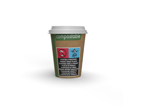 Bio Kaffeebecher Kraft PLA 150ml/6oz,ؠ72mm