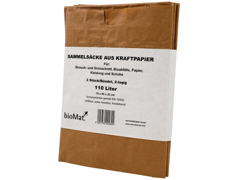 Abfallsack aus Kraftpapier Biomat 110l Pack (3Stck)