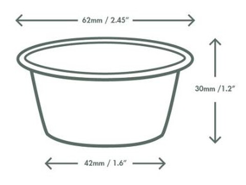 Dipschale aus Zuckerrohr 60 ml,  6,2 x 3 cm Pack (100 Stck)
