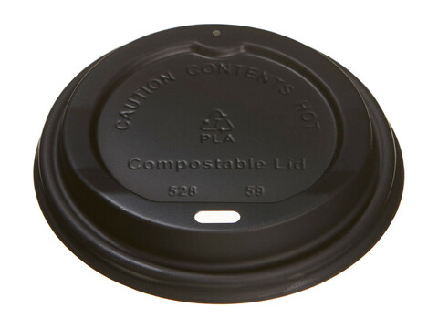 Bio Deckel (CPLA) schwarz für Kaffeebecher Ø 9 cm - Karton (1.000 Stück)