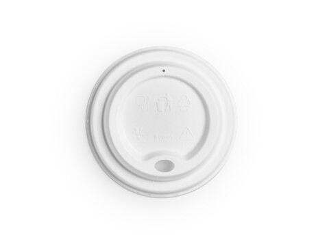 Bio Deckel Zuckerrohr weiß für Kaffeebecher Ø 8 cm Muster (1 Stück)