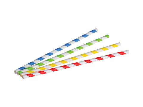 Papier-Trinkhalme extrastark 6 x 200 mm farbig sortiert    Muster (1 Stck)